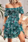 Floral Patchwork Square Collar Cake Skirt Dresses