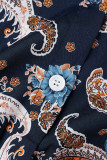 Celebrities Elegant Print Buckle A Line Dresses