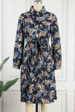 Celebrities Elegant Print Buckle A Line Dresses