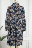 Celebrities Elegant Print Buckle A Line Dresses