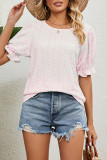 Elegant Floral Flounce Printing O Neck T-Shirts