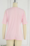 Casual Simplicity Solid Asymmetrical O Neck T-Shirts