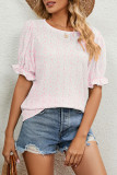Elegant Floral Flounce Printing O Neck T-Shirts