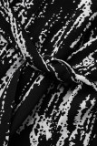 Celebrities Elegant Print Patchwork Turndown Collar A Line Dresses