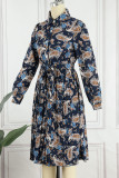 Celebrities Elegant Print Buckle A Line Dresses