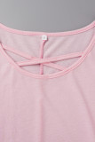 Casual Simplicity Solid Asymmetrical O Neck T-Shirts