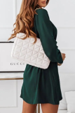Elegant Simplicity Solid Frenulum Buckle V Neck A Line Dresses
