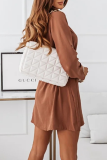 Elegant Simplicity Solid Frenulum Buckle V Neck A Line Dresses