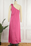 Casual Simplicity Solid Slit Oblique Collar Sleeveless Dress Dresses