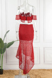 Sexy Elegant Off the Shoulder Short Sleeve Two Pieces