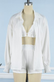 Casual Vacation Solid Solid Color Turndown Collar Long Sleeve Two Pieces