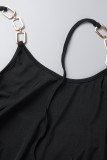 Sexy Solid Frenulum Fold Halter Irregular Dress Dresses
