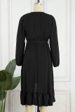 Celebrities Elegant Frenulum V Neck Irregular Dress Dresses