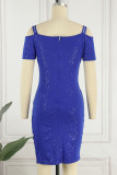 Celebrities Elegant Solid Sequined U Neck Evening Dress Dresses