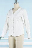 Work Simplicity Print Buttons V Neck Tops