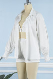 Casual Vacation Solid Solid Color Turndown Collar Long Sleeve Two Pieces