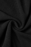 Casual Simplicity Solid Frenulum O Neck Loose Rompers