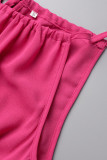 Sexy Simplicity Solid Frenulum Halter Pleated Dresses