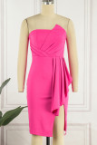 Sexy Solid Asymmetrical Asymmetrical Collar Irregular Dress Dresses