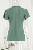 Casual Simplicity Solid Stringy Selvedge V Neck T-Shirts