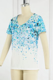 Casual Print Contrast V Neck T-Shirts
