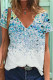 Casual Print Contrast V Neck T-Shirts