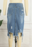 Casual Street Solid Make Old Slit Without Belt Regular Type A Solid Color Bottoms