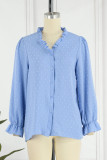 Work Daily Solid Buckle V Neck Tops