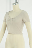 Sweet Simplicity Solid Fold O Neck T-Shirts