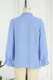 Work Daily Solid Buckle V Neck Tops