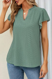 Casual Simplicity Solid Stringy Selvedge V Neck T-Shirts
