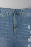 Casual Street Solid Make Old Slit Without Belt Regular Type A Solid Color Bottoms