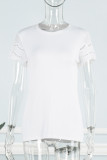 Casual Simplicity Solid Hollowed Out O Neck T-Shirts