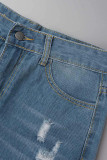 Casual Street Solid Make Old Slit Without Belt Regular Type A Solid Color Bottoms