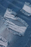 Casual Street Solid Ripped Make Old High Waist Regular Denim Jeans