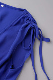 Sexy Elegant Solid Frenulum Fold V Neck Pleated Dresses