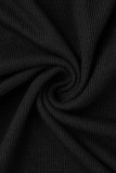 Sexy Casual Solid Hollowed Out O Neck Wrapped Skirt Dresses