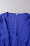 Sexy Elegant Solid Frenulum Fold V Neck Pleated Dresses
