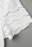 Casual Simplicity Solid Hollowed Out O Neck T-Shirts