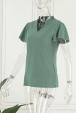 Casual Simplicity Solid Stringy Selvedge V Neck T-Shirts