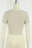 Sweet Simplicity Solid Fold O Neck T-Shirts