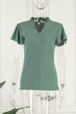 Casual Simplicity Solid Stringy Selvedge V Neck T-Shirts
