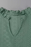 Casual Simplicity Solid Stringy Selvedge V Neck T-Shirts
