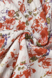 Elegant Floral Flounce Printing O Neck T-Shirts