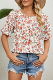 Elegant Floral Flounce Printing O Neck T-Shirts