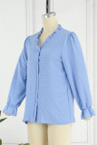 Work Daily Solid Buckle V Neck Tops