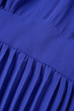 Sexy Elegant Solid Frenulum Fold V Neck Pleated Dresses