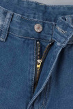 Casual Street Solid Ripped Make Old High Waist Regular Denim Jeans