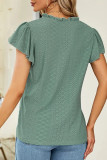 Casual Simplicity Solid Stringy Selvedge V Neck T-Shirts