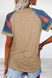 Casual Street Camouflage Print Patchwork O Neck T-Shirts